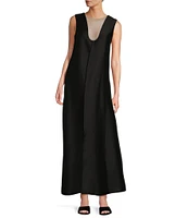 Antonio Melani x Elizabeth Damrich Good Night V-Neck Sleeveless Mesh Detail Maxi Shift Dress