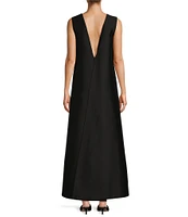 Antonio Melani x Elizabeth Damrich Good Night V-Neck Sleeveless Mesh Detail Maxi Shift Dress