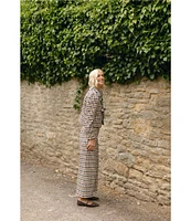 Antonio Melani x Jennifer Sumko Amelia Check Plaid High Rise Flat Front Long Cuff Trouser Coordinating Pants