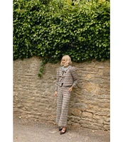 Antonio Melani x Jennifer Sumko Amelia Check Plaid High Rise Flat Front Long Cuff Trouser Coordinating Pants