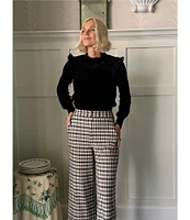 Antonio Melani x Jennifer Sumko Amelia Check Plaid High Rise Flat Front Long Cuff Trouser Coordinating Pants