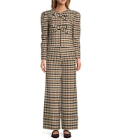 Antonio Melani x Jennifer Sumko Amelia Check Plaid High Rise Flat Front Long Cuff Trouser Coordinating Pants