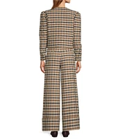 Antonio Melani x Jennifer Sumko Amelia Check Plaid High Rise Flat Front Long Cuff Trouser Coordinating Pants