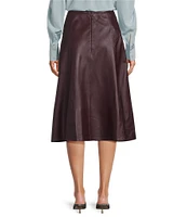 Antonio Melani x Jennifer Sumko Ana Genuine Leather High Rise A-Line Flounce Midi Skirt