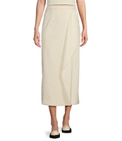 Antonio Melani x Jennifer Sumko Eden Satin Twill High Rise Ruffle Pencil Midi Coordinating Skirt