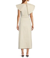 Antonio Melani x Jennifer Sumko Eden Satin Twill High Rise Ruffle Pencil Midi Coordinating Skirt