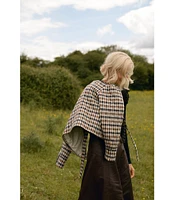 Antonio Melani x Jennifer Sumko Isabella Check Plaid Round Neck Puffed Long Sleeve Tie Front Quilted Coordinating Jacket