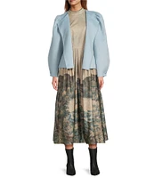 Antonio Melani x Jennifer Sumko Jill Wool Round Neck Puffed Long Sleeve Waist Tie Jacket