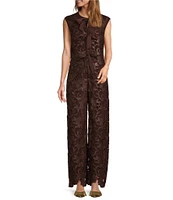 Antonio Melani x Jennifer Sumko Josephine Laser Cut Lace Round Neck Tie Front Coordinating Vest