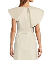 Antonio Melani x Jennifer Sumko Lucia Satin Twill Ruffle Round Neck Crop Coordinating Top