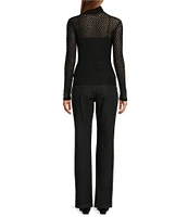 Antonio Melani x Jennifer Sumko Midge Puckered Dot Lace Turtleneck Long Sleeve Top