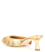 Antonio Melani x Jennifer Sumko Mimi Metallic Leather Fringe Dress Mules