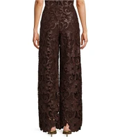 Antonio Melani x Jennifer Sumko Sara Laser Cut Lace High Rise Flat Front Full Length Coordinating Pants