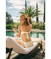 Antonio Melani x M.G. Style Capri Textured Cut Out Crochet Floral Applique One Piece Swimsuit