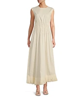 Antonio Melani x M.G. Style Jenny Round Neck Sleeveless Pleat A-Line Fringe Dress