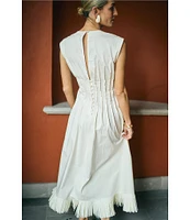 Antonio Melani x M.G. Style Jenny Round Neck Sleeveless Pleat A-Line Fringe Dress