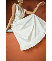 Antonio Melani x M.G. Style Jenny Round Neck Sleeveless Pleat A-Line Fringe Dress