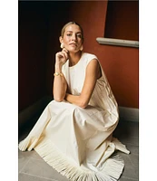 Antonio Melani x M.G. Style Jenny Round Neck Sleeveless Pleat A-Line Fringe Dress