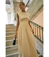 Antonio Melani x M.G. Style Jenny Round Neck Sleeveless Pleat A-Line Fringe Dress
