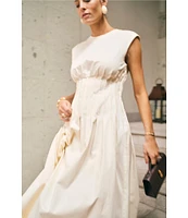 Antonio Melani x M.G. Style Jenny Round Neck Sleeveless Pleat A-Line Fringe Dress