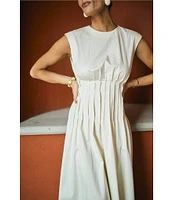 Antonio Melani x M.G. Style Jenny Round Neck Sleeveless Pleat A-Line Fringe Dress