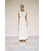 Antonio Melani x M.G. Style Jenny Round Neck Sleeveless Pleat A-Line Fringe Dress