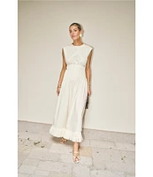 Antonio Melani x M.G. Style Jenny Round Neck Sleeveless Pleat A-Line Fringe Dress