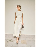 Antonio Melani x M.G. Style Jenny Round Neck Sleeveless Pleat A-Line Fringe Dress