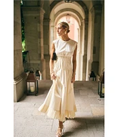 Antonio Melani x M.G. Style Jenny Round Neck Sleeveless Pleat A-Line Fringe Dress