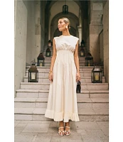 Antonio Melani x M.G. Style Jenny Round Neck Sleeveless Pleat A-Line Fringe Dress