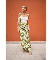 Antonio Melani x M.G. Style Lyons Printed Faux Wrap Asymmetric Skirt