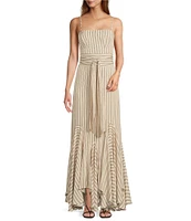 Antonio Melani x M.G. Style Mallie Detached Scarf Square Neck Sleeveless Asymmetrical Hem Mermaid Dress