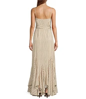 Antonio Melani x M.G. Style Mallie Detached Scarf Square Neck Sleeveless Asymmetrical Hem Mermaid Dress