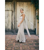 Antonio Melani x M.G. Style Mallie Detached Scarf Square Neck Sleeveless Asymmetrical Hem Mermaid Dress