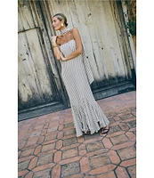 Antonio Melani x M.G. Style Mallie Detached Scarf Square Neck Sleeveless Asymmetrical Hem Mermaid Dress