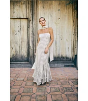 Antonio Melani x M.G. Style Mallie Detached Scarf Square Neck Sleeveless Asymmetrical Hem Mermaid Dress