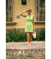 Antonio Melani x M.G. Style Marin A-Line Boat Keyhole Neck Sleeveless Dress
