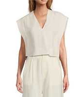 Antonio Melani x M.G. Style Nat V-Neck Fringe Back Coordinating Blouse