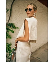 Antonio Melani x M.G. Style Nat V-Neck Fringe Back Coordinating Blouse