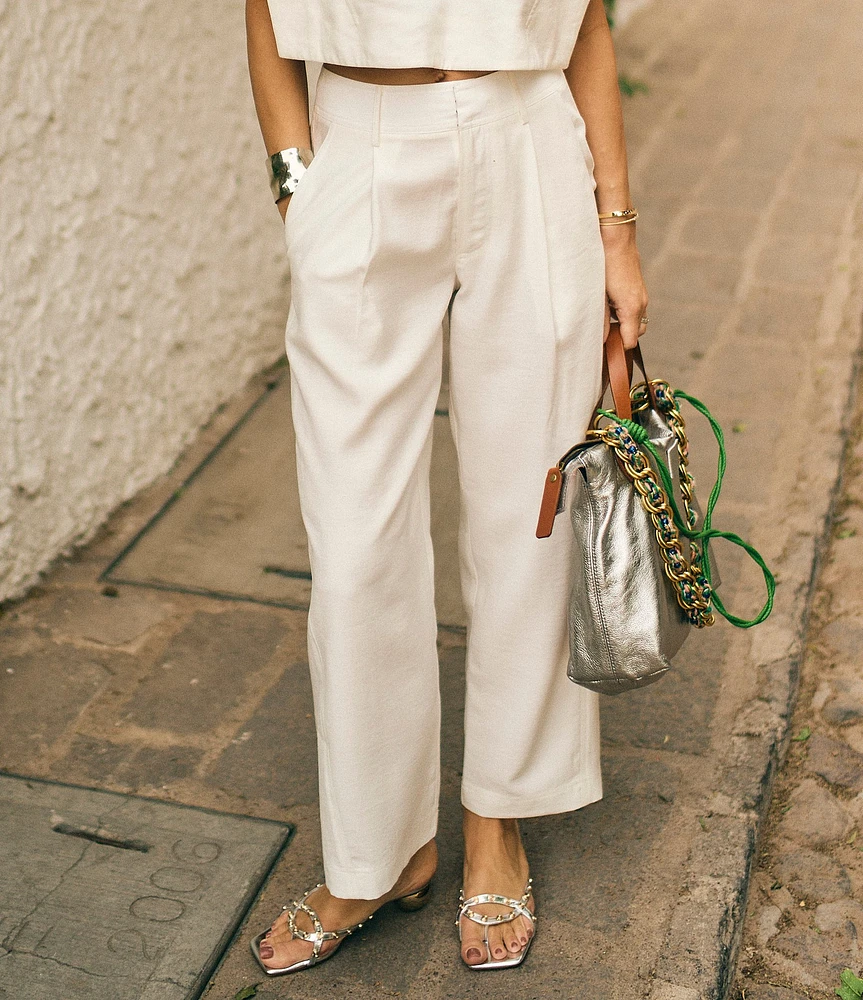 Antonio Melani x M.G. Style Page Woven Straight Leg Coordinating Pleated Ankle Pants