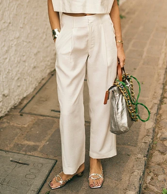 Antonio Melani x M.G. Style Page Woven Straight Leg Coordinating Pleated Ankle Pants