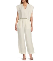 Antonio Melani x M.G. Style Page Woven Straight Leg Coordinating Pleated Ankle Pants