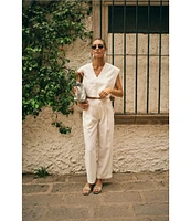 Antonio Melani x M.G. Style Page Woven Straight Leg Coordinating Pleated Ankle Pants