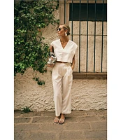 Antonio Melani x M.G. Style Page Woven Straight Leg Coordinating Pleated Ankle Pants
