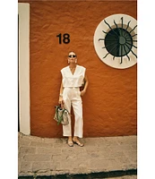 Antonio Melani x M.G. Style Page Woven Straight Leg Coordinating Pleated Ankle Pants