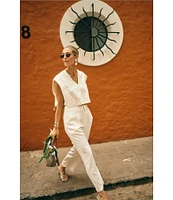 Antonio Melani x M.G. Style Page Woven Straight Leg Coordinating Pleated Ankle Pants