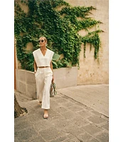 Antonio Melani x M.G. Style Page Woven Straight Leg Coordinating Pleated Ankle Pants