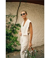 Antonio Melani x M.G. Style Page Woven Straight Leg Coordinating Pleated Ankle Pants