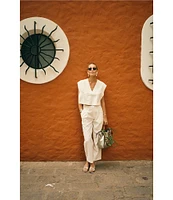 Antonio Melani x M.G. Style Page Woven Straight Leg Coordinating Pleated Ankle Pants