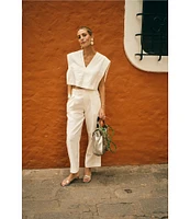 Antonio Melani x M.G. Style Page Woven Straight Leg Coordinating Pleated Ankle Pants